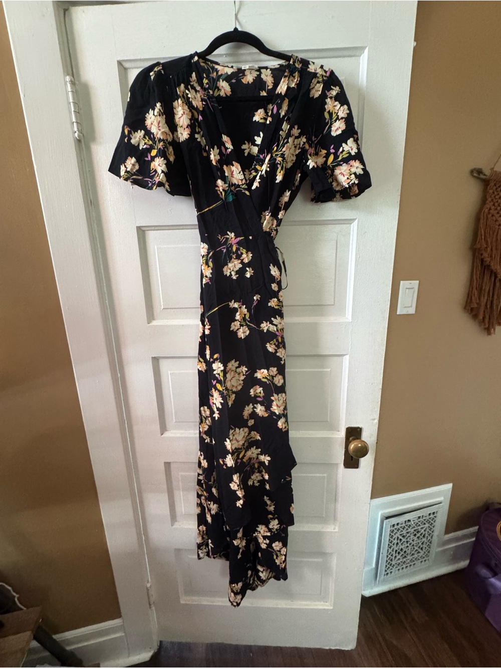 Navy Floral Wrap Maxi Dress - Women's